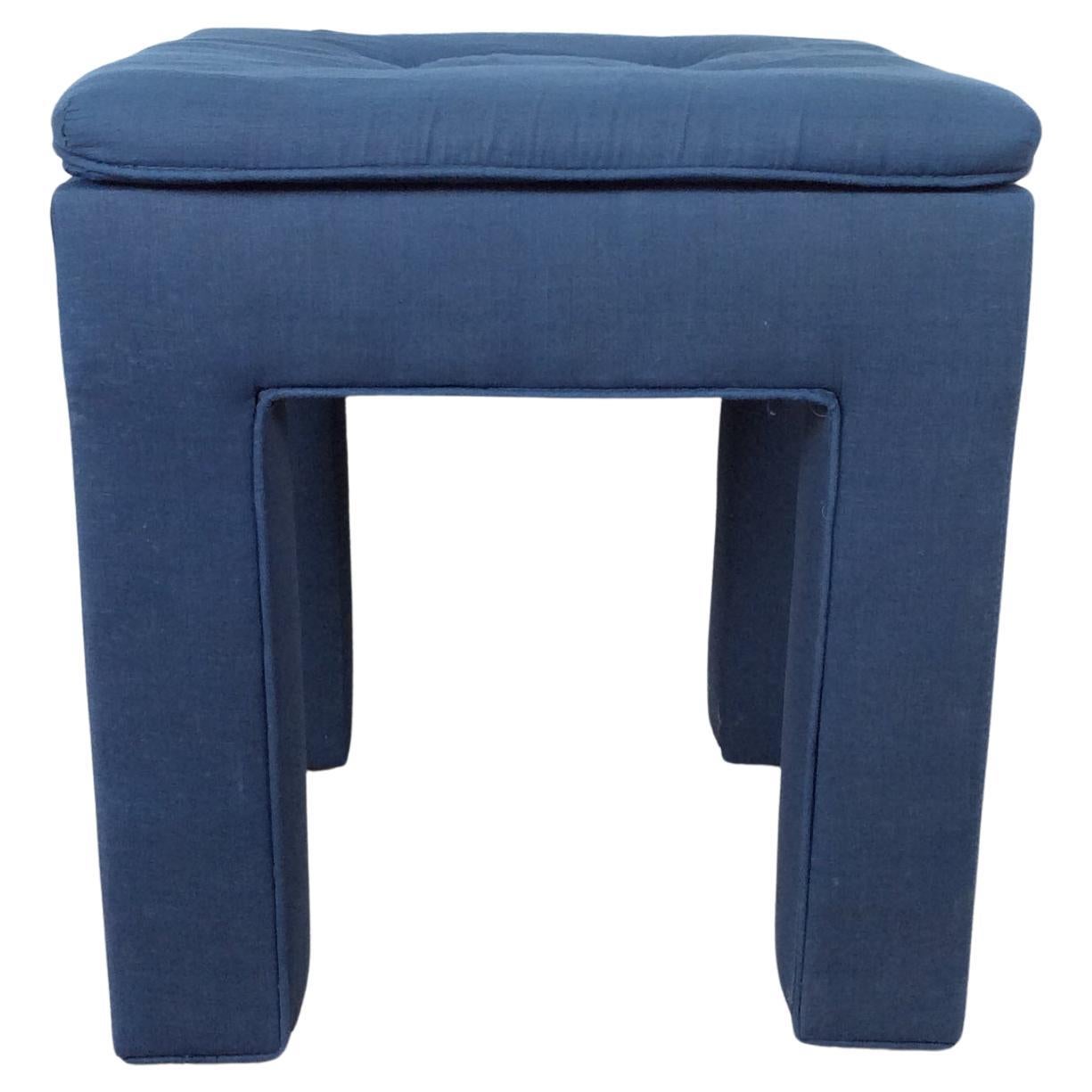 Vintage Upholstered Parsons Style Stool with Tufted Seat