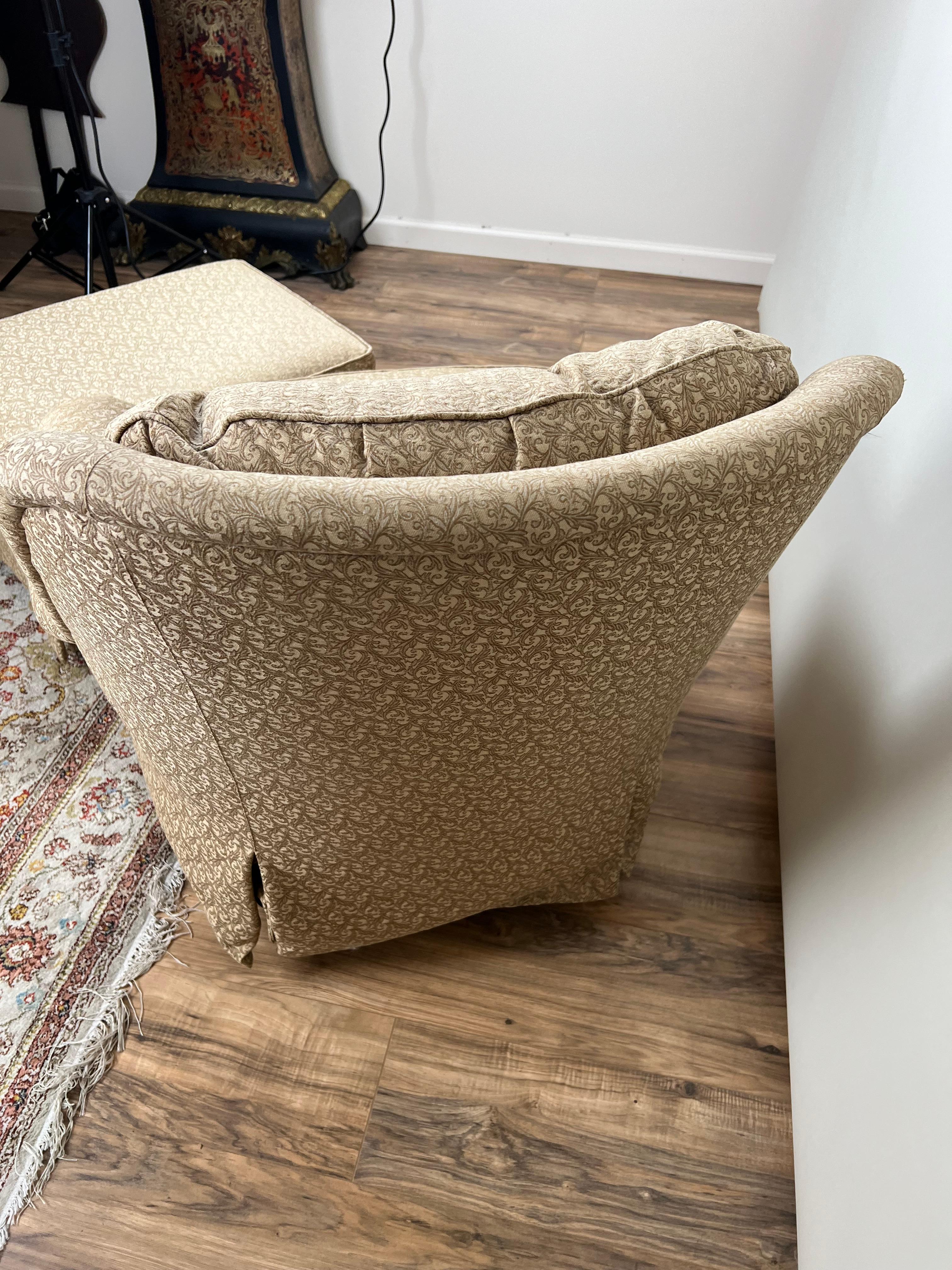 Vintage gepolsterter schaukelstuhl und osmane von Jessica Charles (amerikanisch) im Angebot