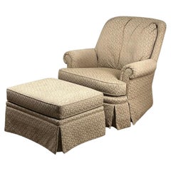 Vintage Upholstered Rocking Club Chair and Ottoman by Jessica Charles