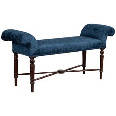 Vintage Upholstered Sheraton Style Bench