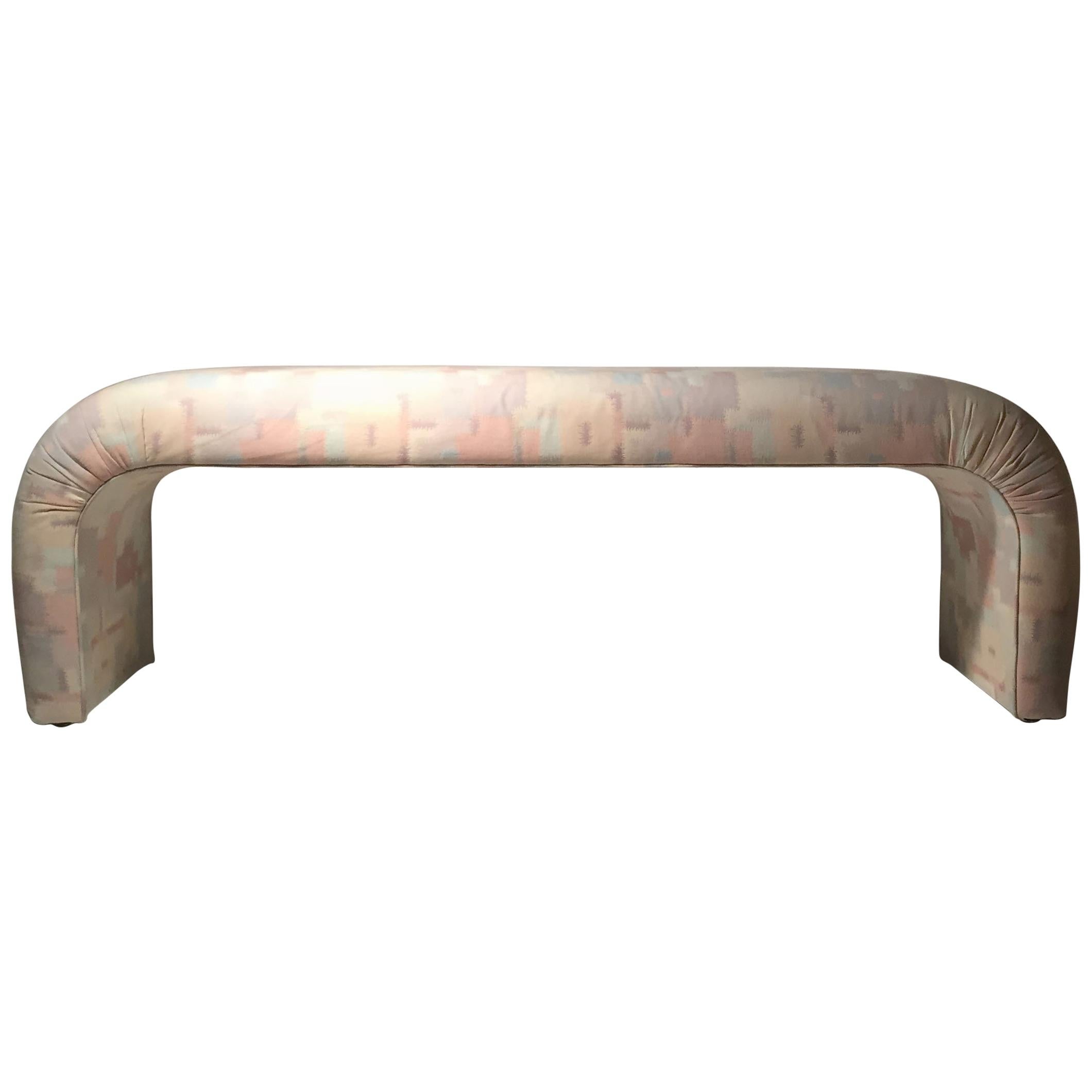 Vintage Upholstered Waterfall Bench attributed to Milo Baughman