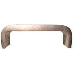 Vintage Upholstered Waterfall Bench attributed to Milo Baughman