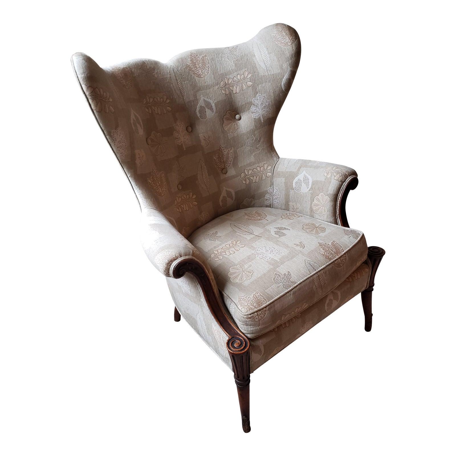Vintage Upholstered Wingback Chair at 1stDibs | vintage upholstered chair