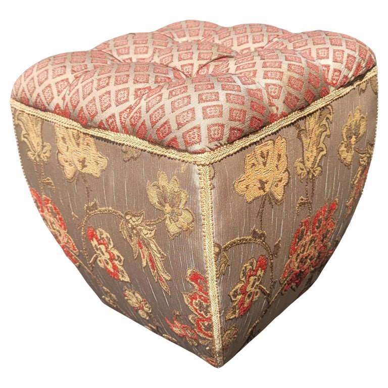 Vintage Upholtered Embroidered Ottomans Stools, a Pair For Sale at 1stDibs