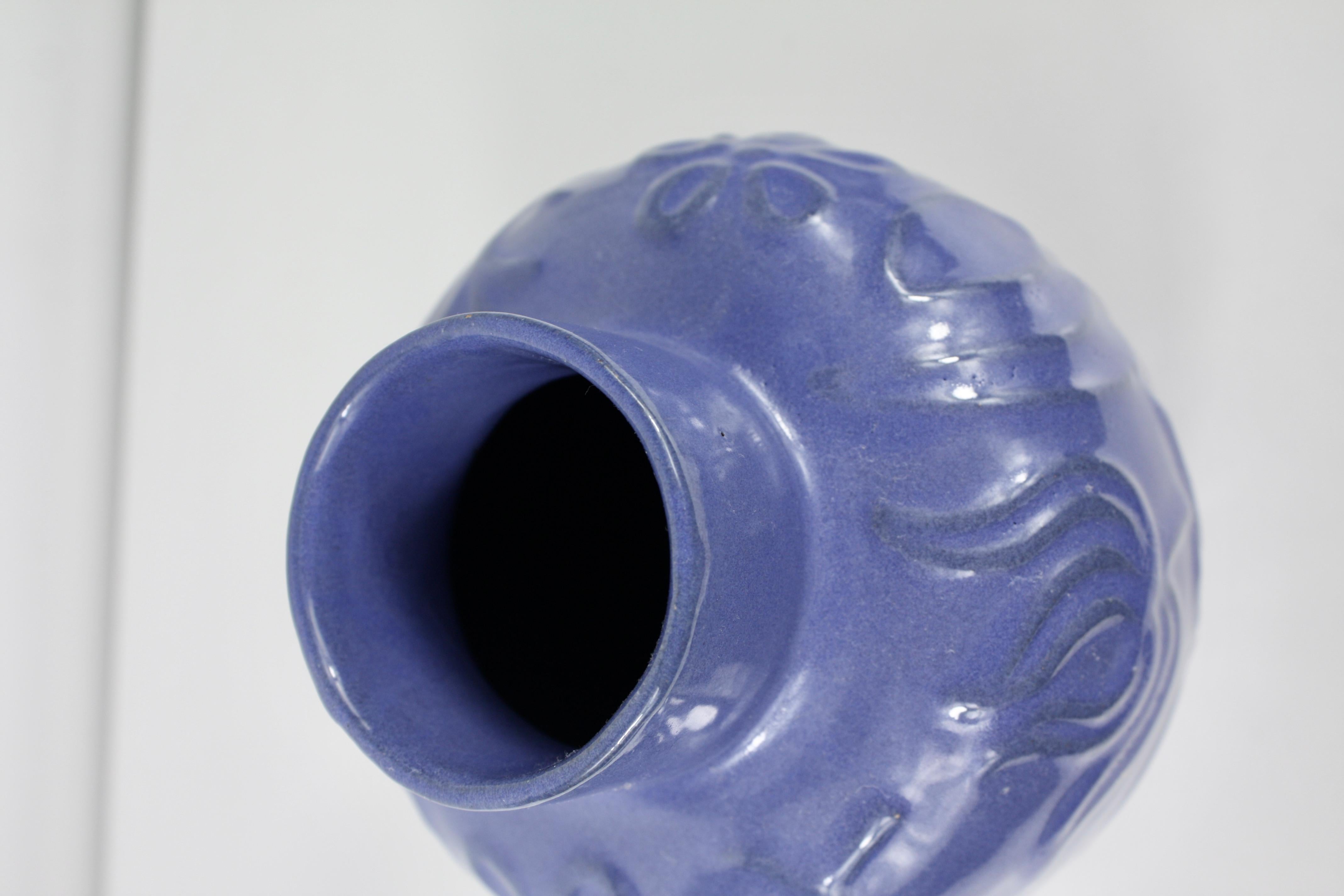 Grès porcellanato Vaso d'epoca Uppsala Ekeby Model 441 di Harald Östergren, 1947/48 Blu intenso in vendita