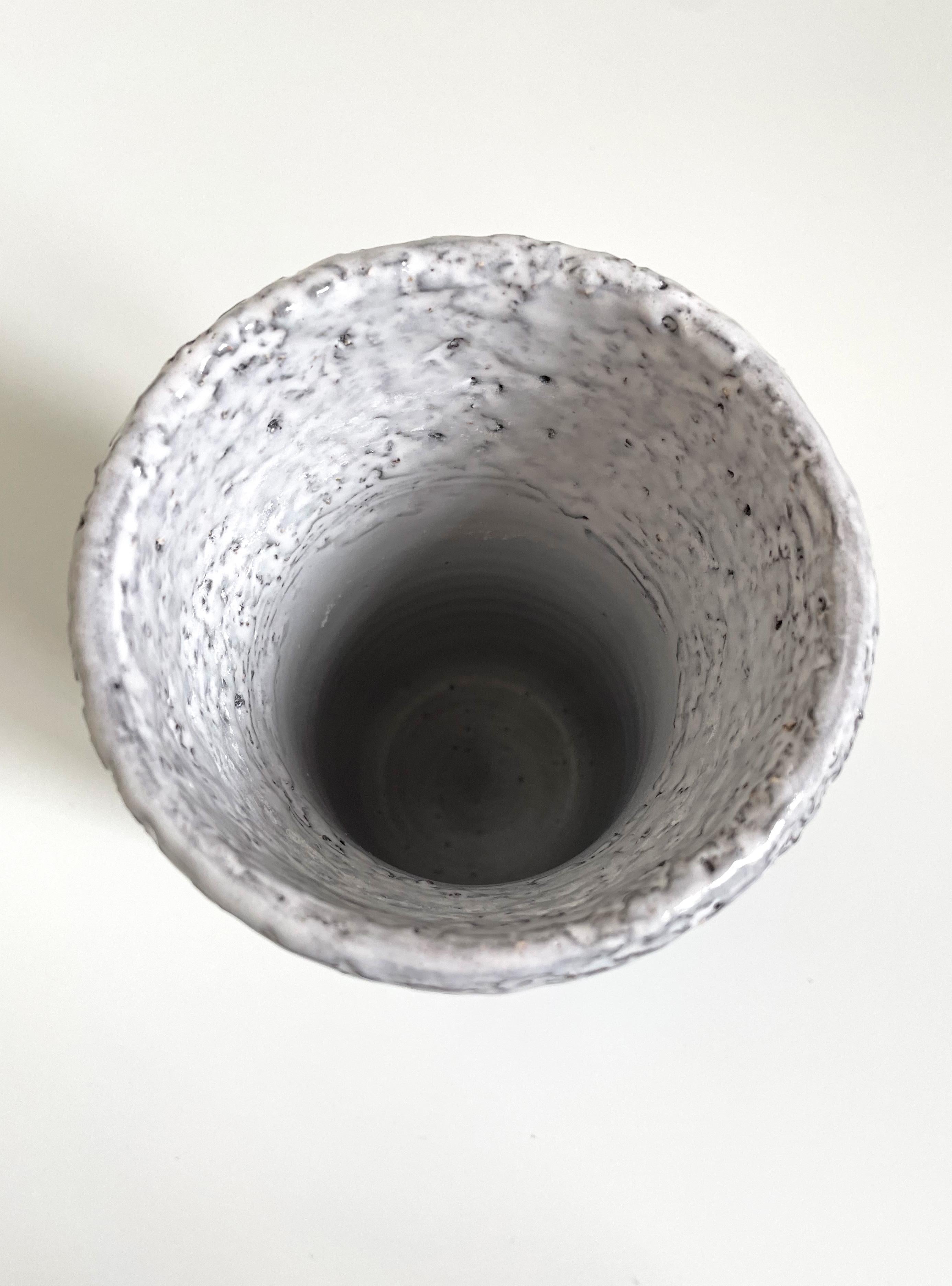 20th Century Upsala Ekeby Blue, Light Grey Ceramic Striped Vase, 1960s For Sale