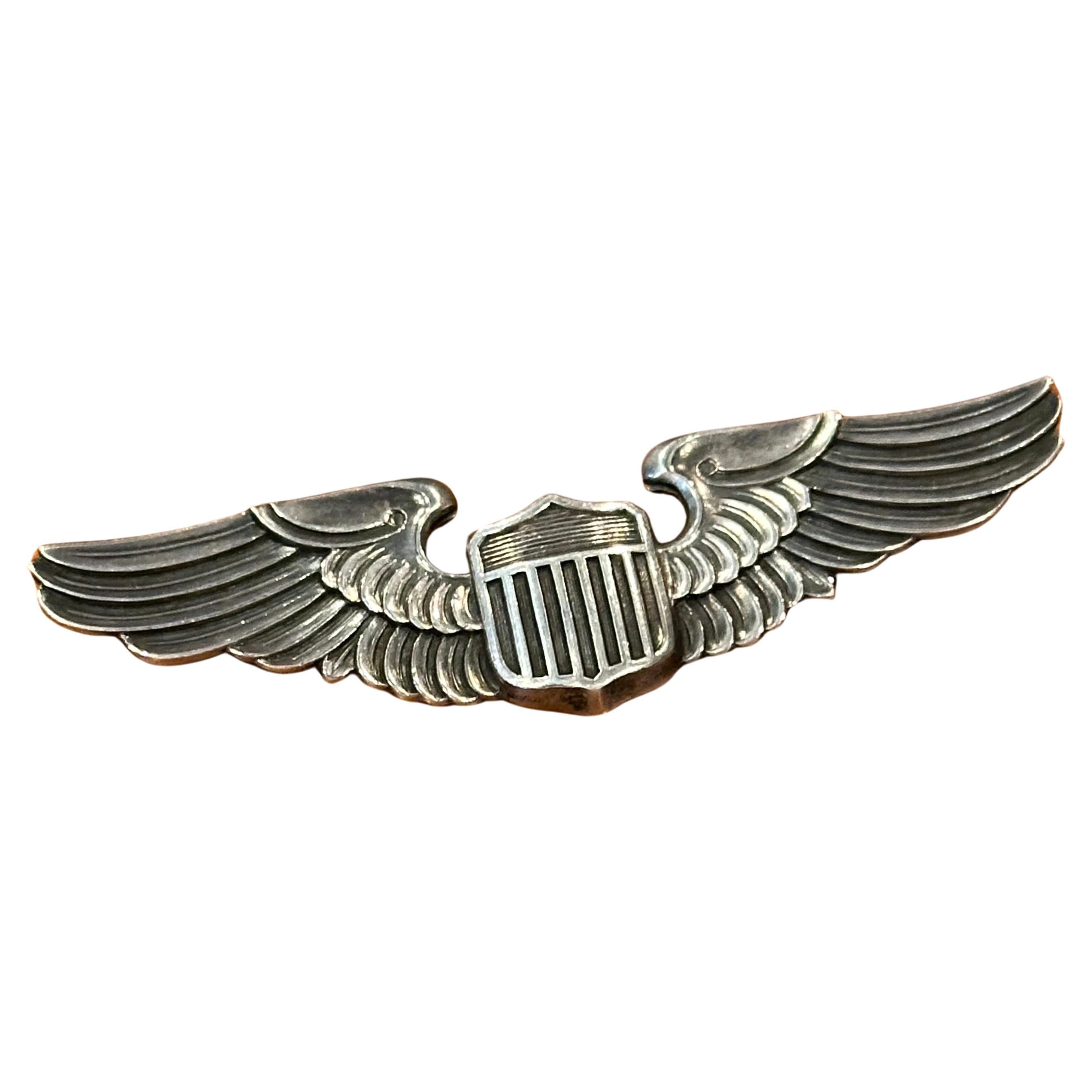 American Vintage U.S. Air Force Sterling Silver Pilot Air Wings Shirt Pin For Sale