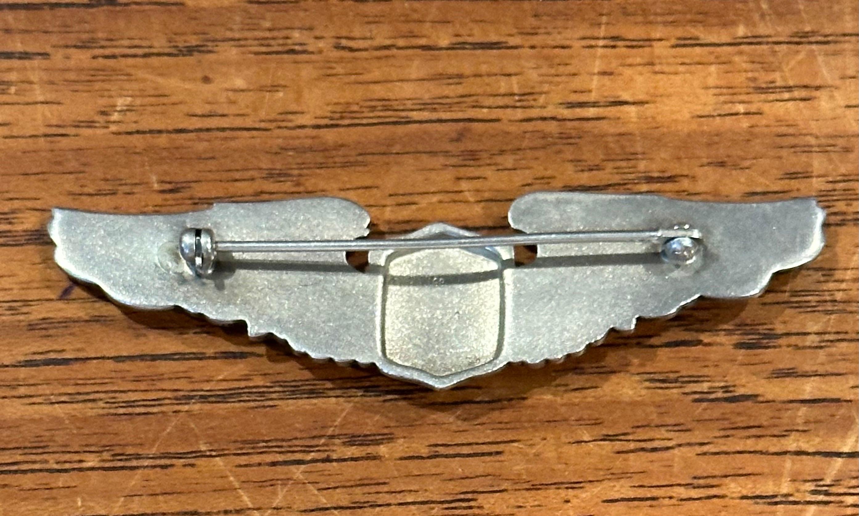 Vintage U.S. Air Force Sterling Silver Pilot Air Wings Shirt Pin For Sale 2