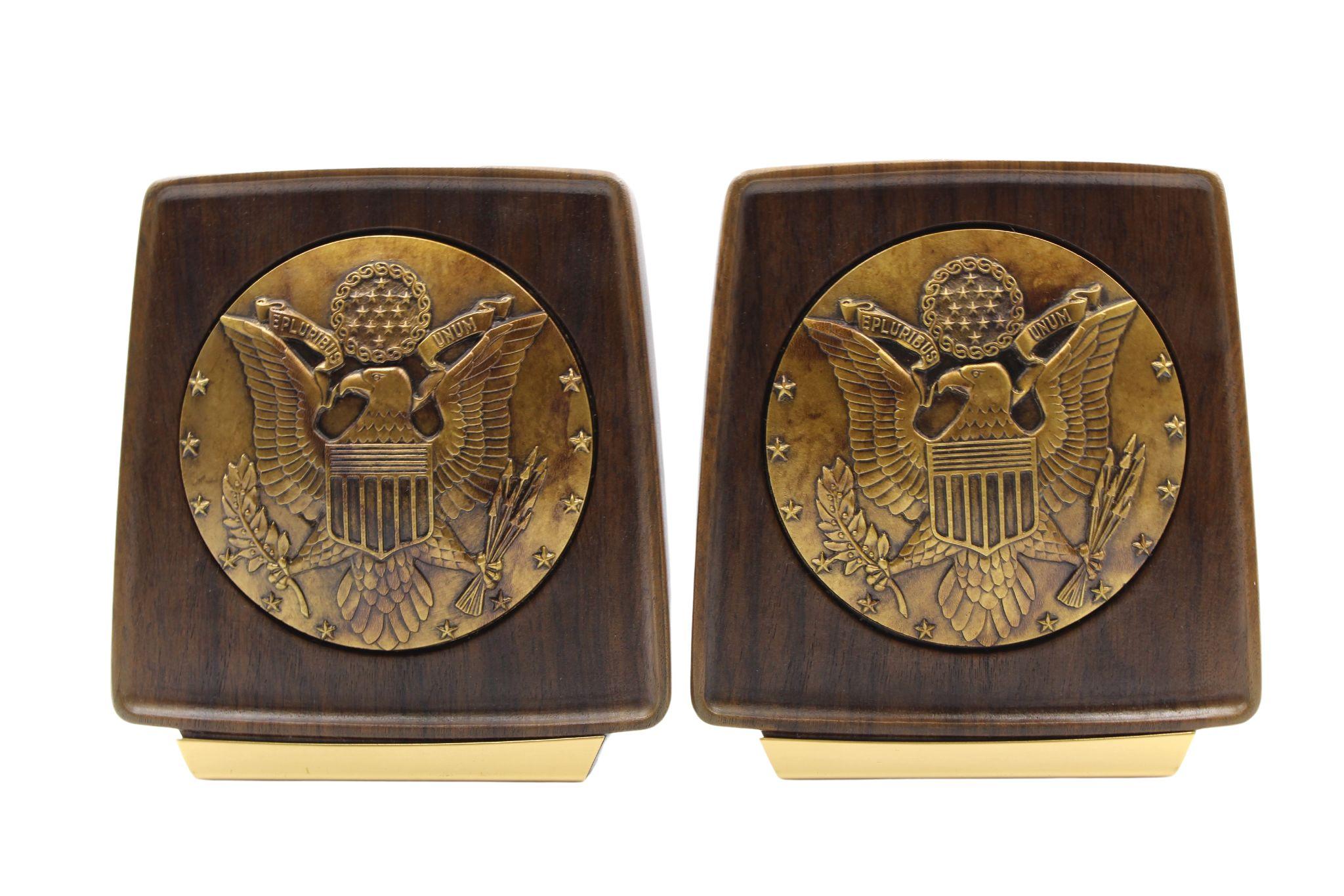 Brass Vintage U.S. Great Seal Bookends, Circa 1950s