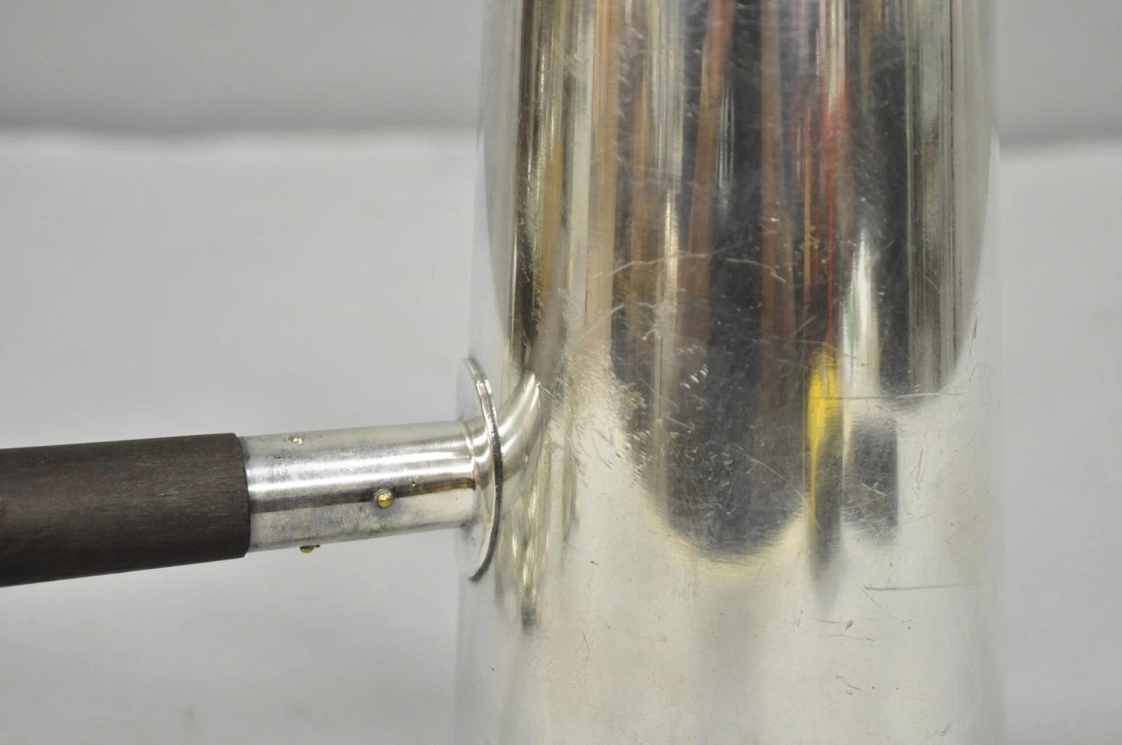 Vintage US Navy Art Deco versilbert Kaffee Tee Topf Wasserkocher w / hölzernen Griff im Angebot 3