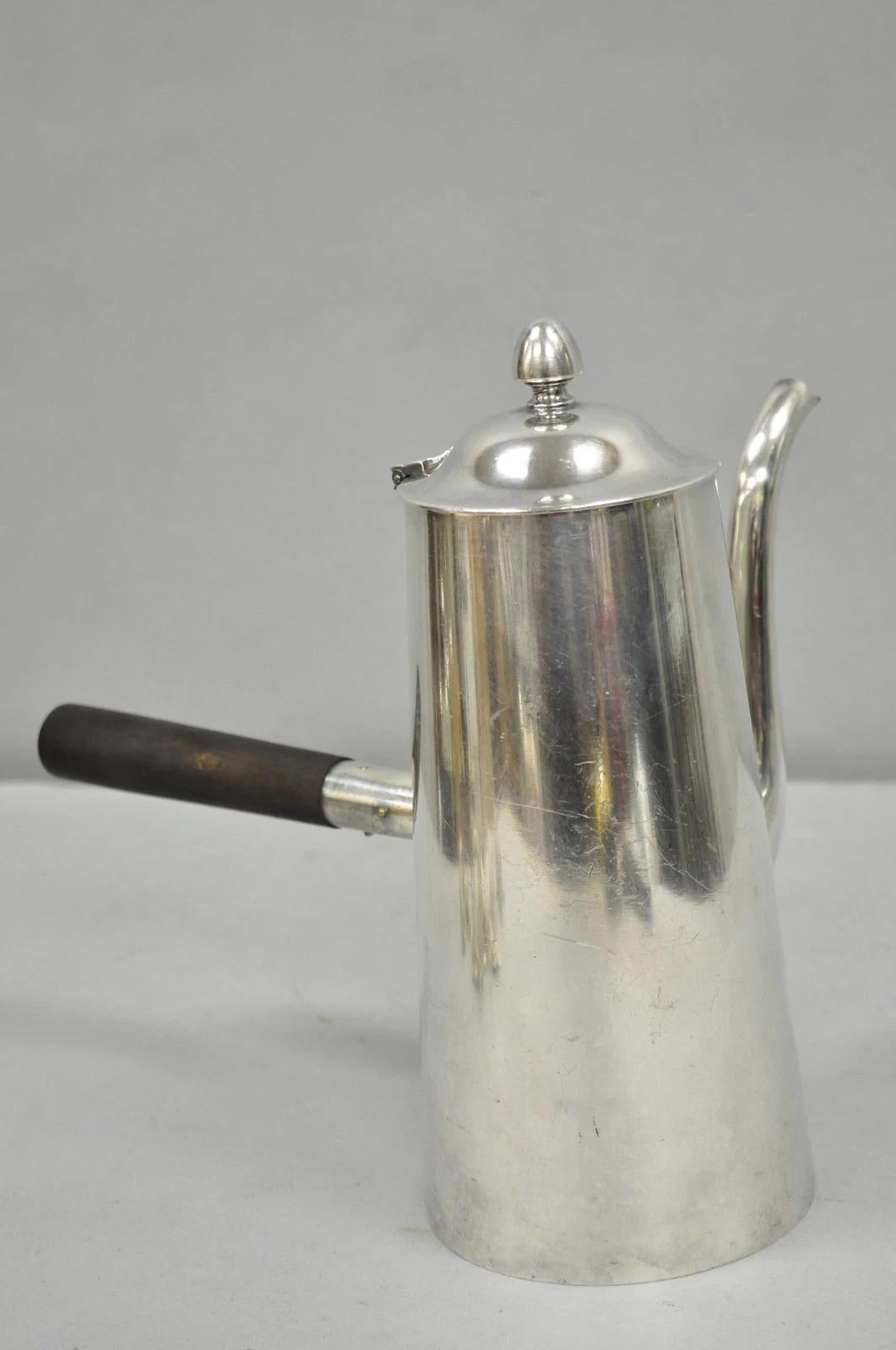 Vintage US Navy Art Deco versilbert Kaffee Tee Topf Wasserkocher w / hölzernen Griff im Angebot 5