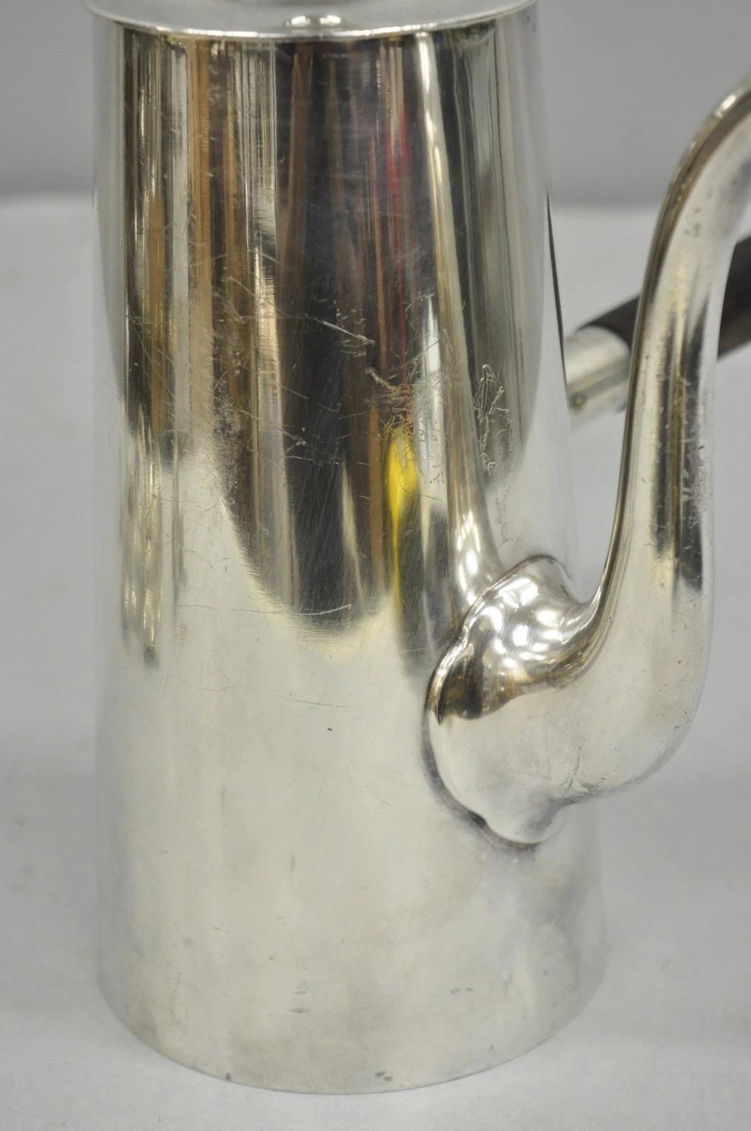 Vintage US Navy Art Deco versilbert Kaffee Tee Topf Wasserkocher w / hölzernen Griff (20. Jahrhundert) im Angebot