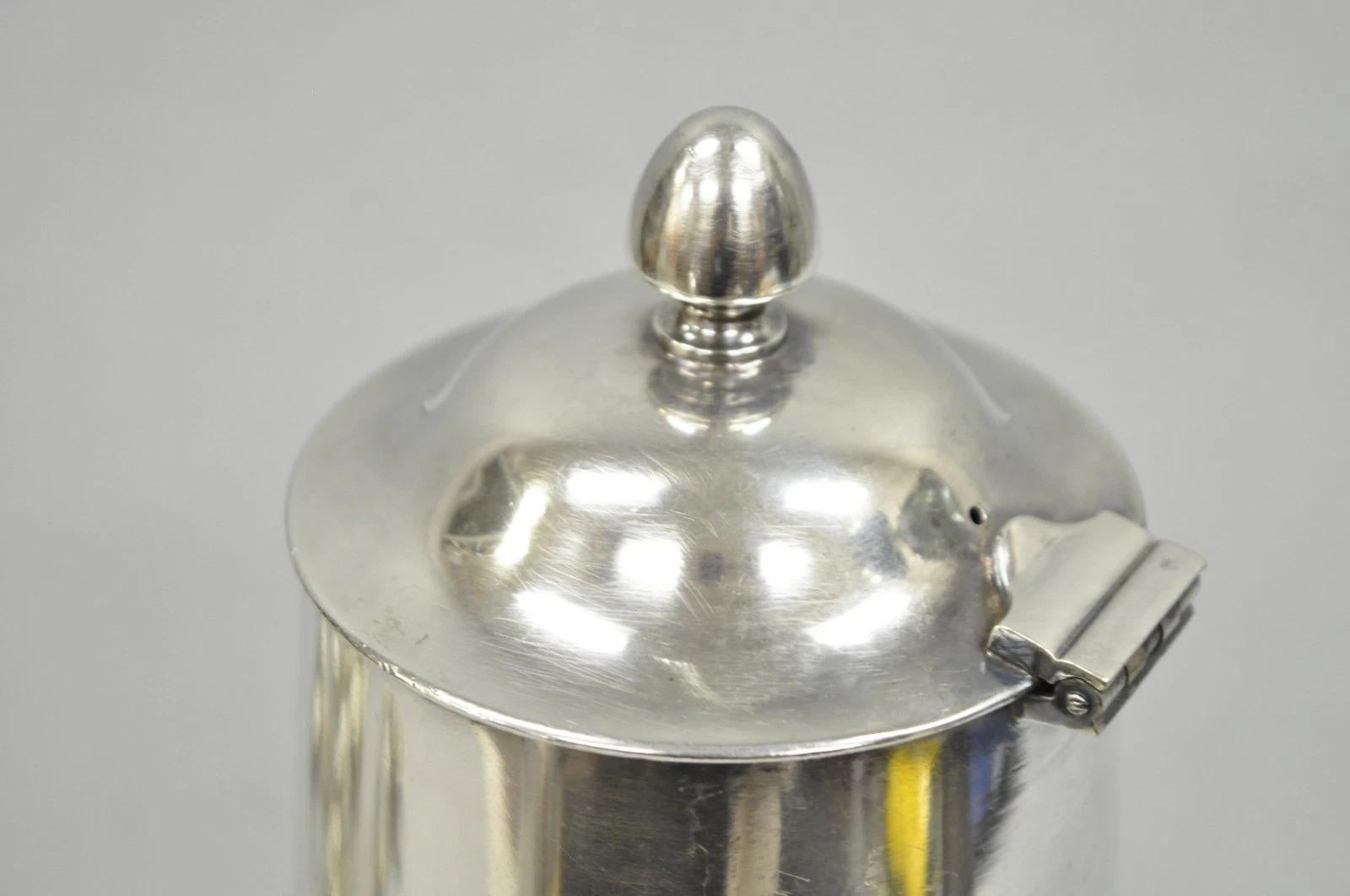 Vintage US Navy Art Deco versilbert Kaffee Tee Topf Wasserkocher w / hölzernen Griff im Angebot 1