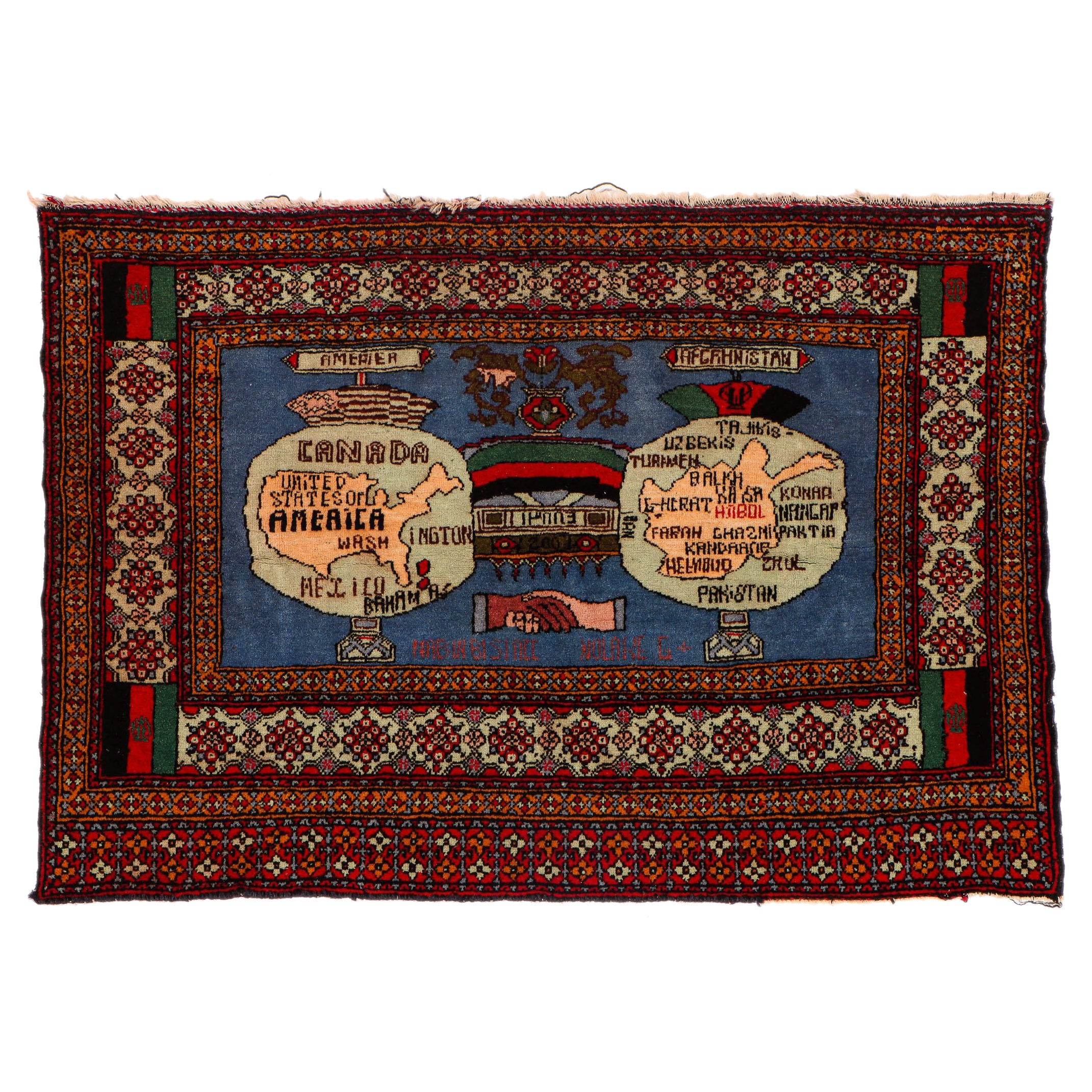 USA/Afghanistan Alliance Teppich, Vintage im Angebot