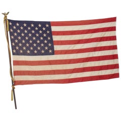 Vintage USA American FLAG 50 Star Stars Stripes on Eagle Flag Pole