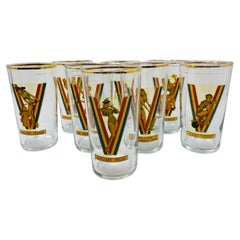 Vintage USA WWII Pinup Girl Victory Drinking Glasses (1942 Set of 8)
