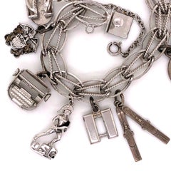 Vintage USC Sterling Silver Charm Bracelet with $5 US Bill in Box Estate Find