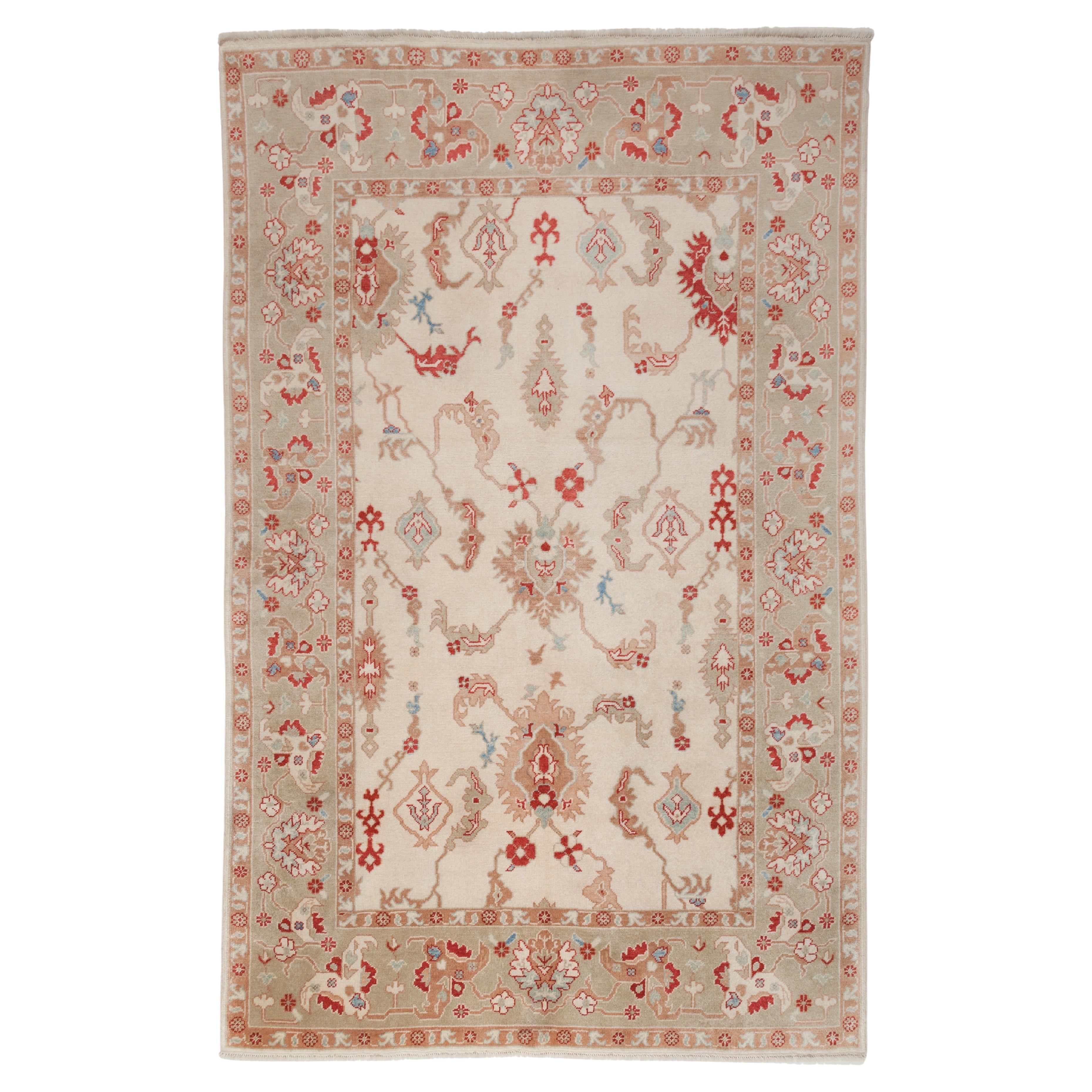 Vintage Ushak Teppich Oushak Weiche Farbe Türkisch Revival Teppich Usak Natürlich Gefärbt