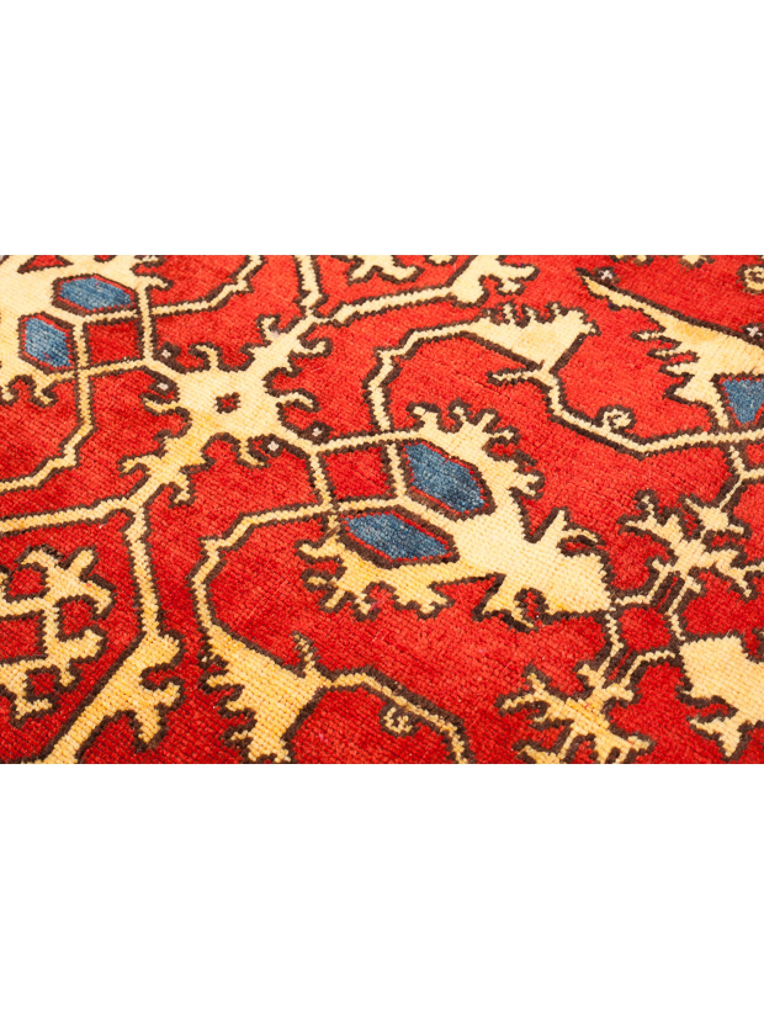 Vegetable Dyed Vintage Ushak Lorenzo Lotto Carpet Oushak Turkish Revival Rug Natural Dyed For Sale