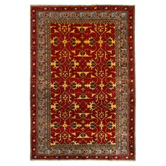 Vintage Ushak Lorenzo Lotto Carpet Oushak Turkish Revival Rug Natural Dyed