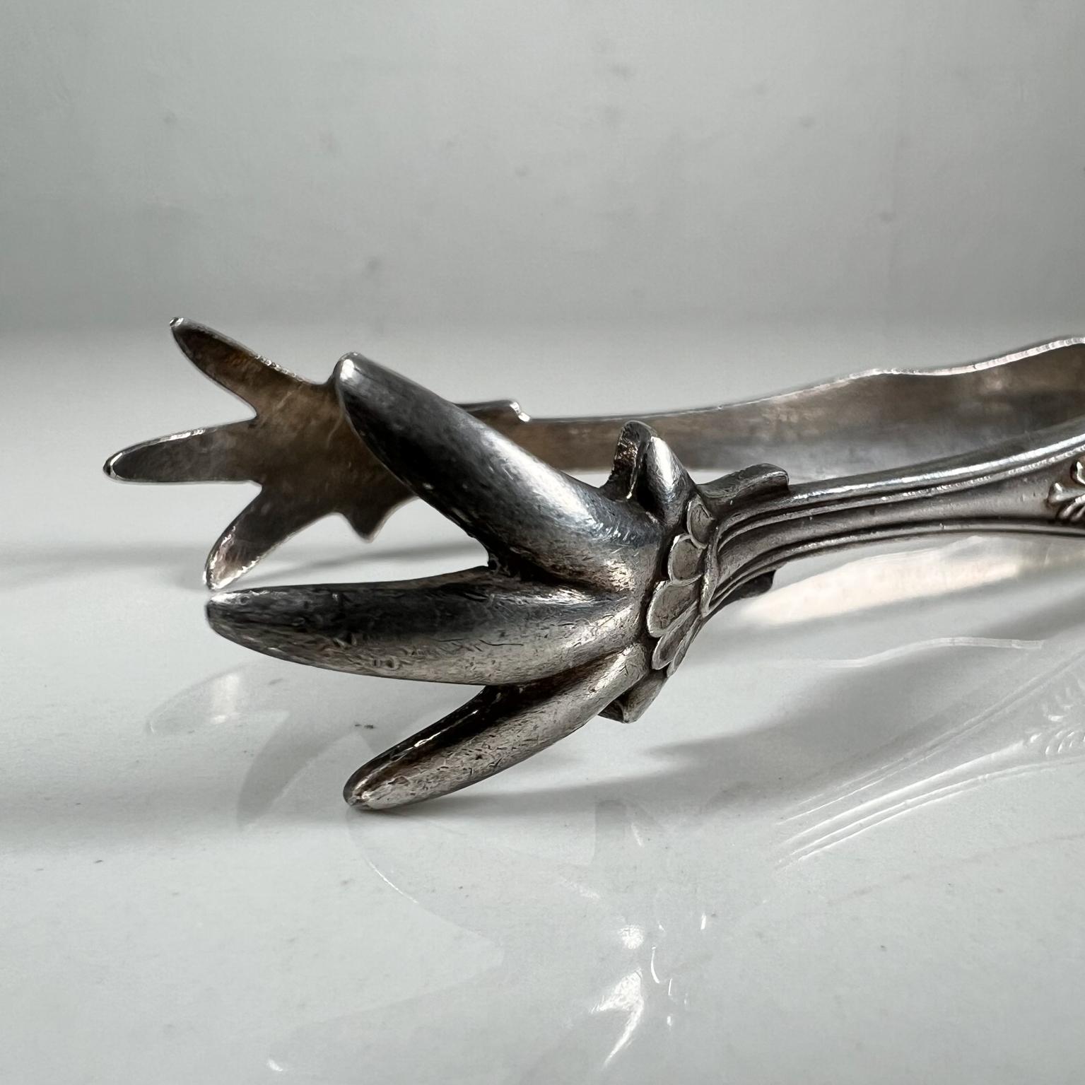 Mid-Century Modern Vintage USN Claw Sugar Ice Tongs Decorative Design Navy Silver Eagle For Sale