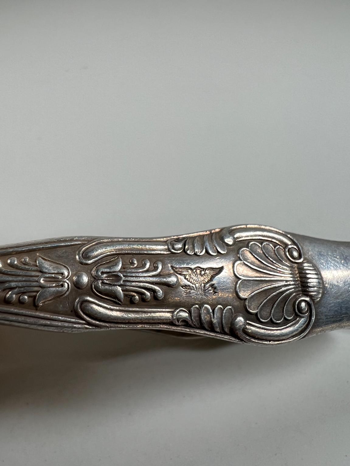 Mid-20th Century Vintage USN Claw Sugar Ice Tongs Decorative Design Navy Silver Eagle For Sale