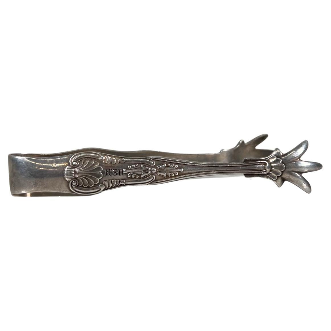 Vintage USN Claw Sugar Ice Tongs Decorative Design Navy Silver Eagle For Sale