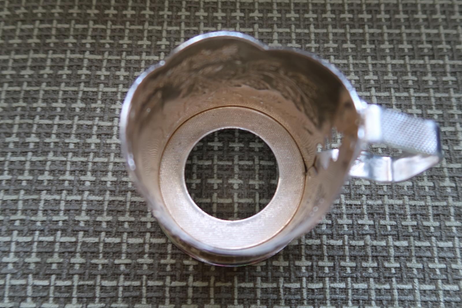 Vintage USSR Cup Holder: Engraved Bison and Trees, 1970s, 1J186 For Sale 4