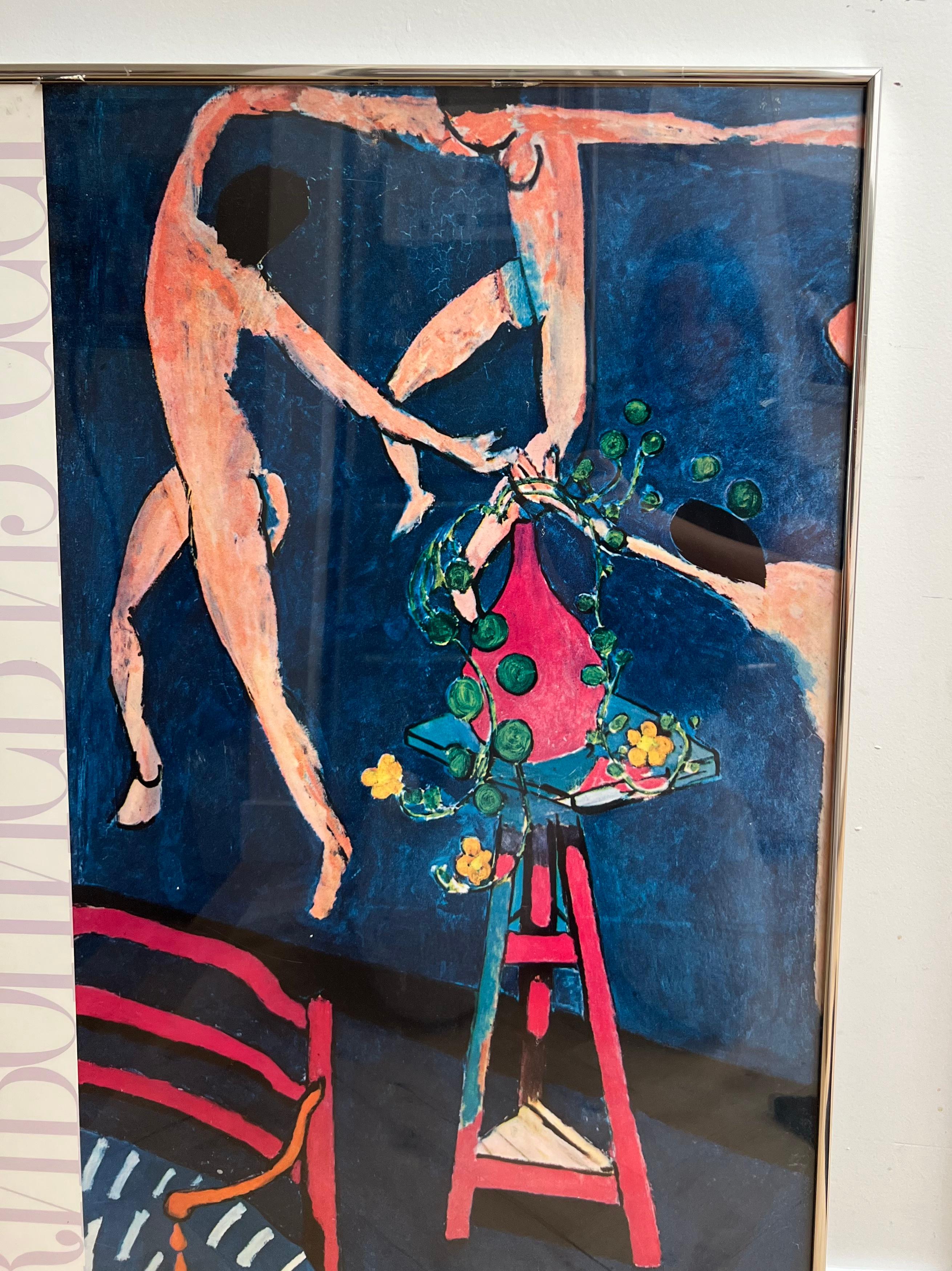 Expressionist Vintage USSR Matisse exhibition poster, framed behind glass, 1973