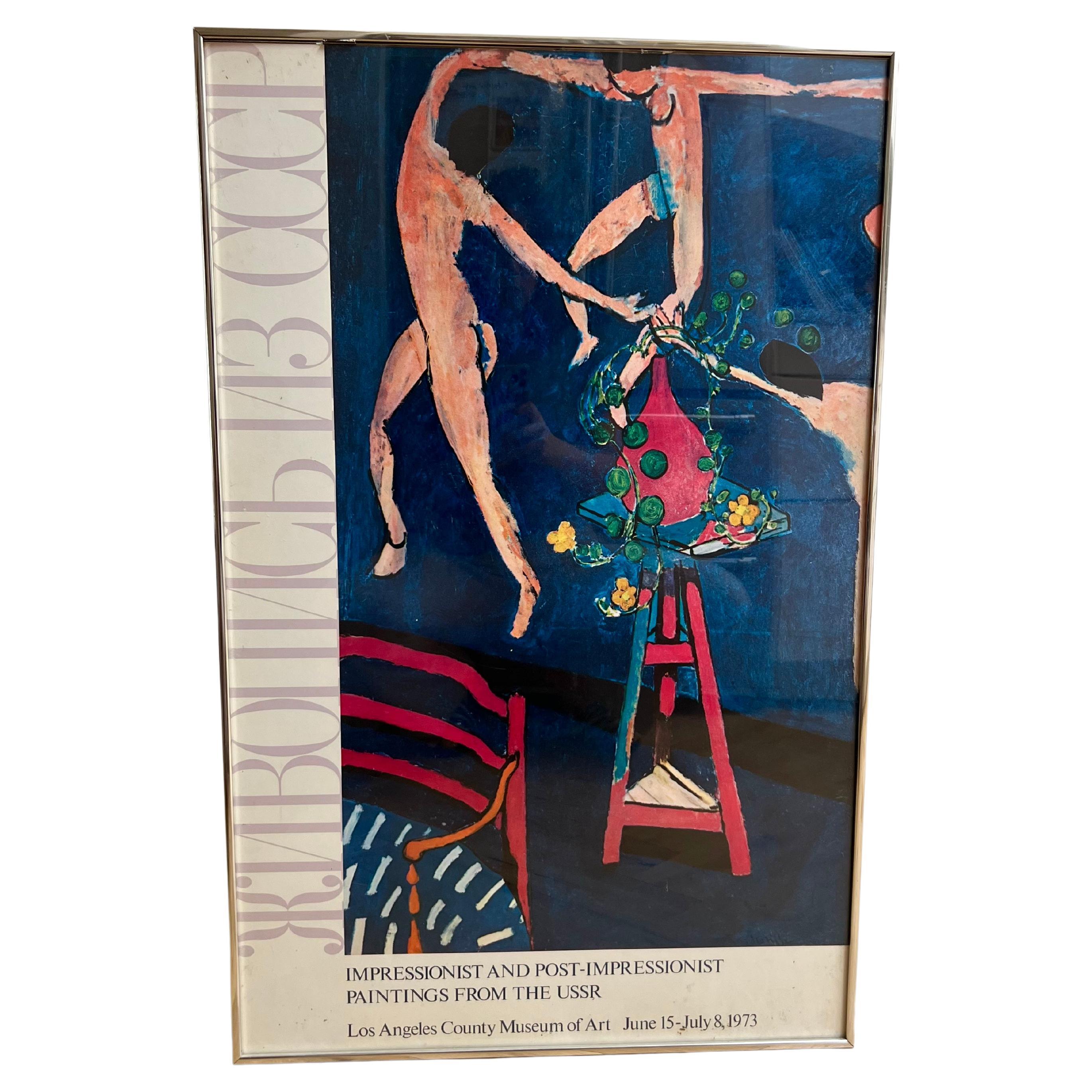 Vintage USSR Matisse exhibition poster, framed behind glass, 1973