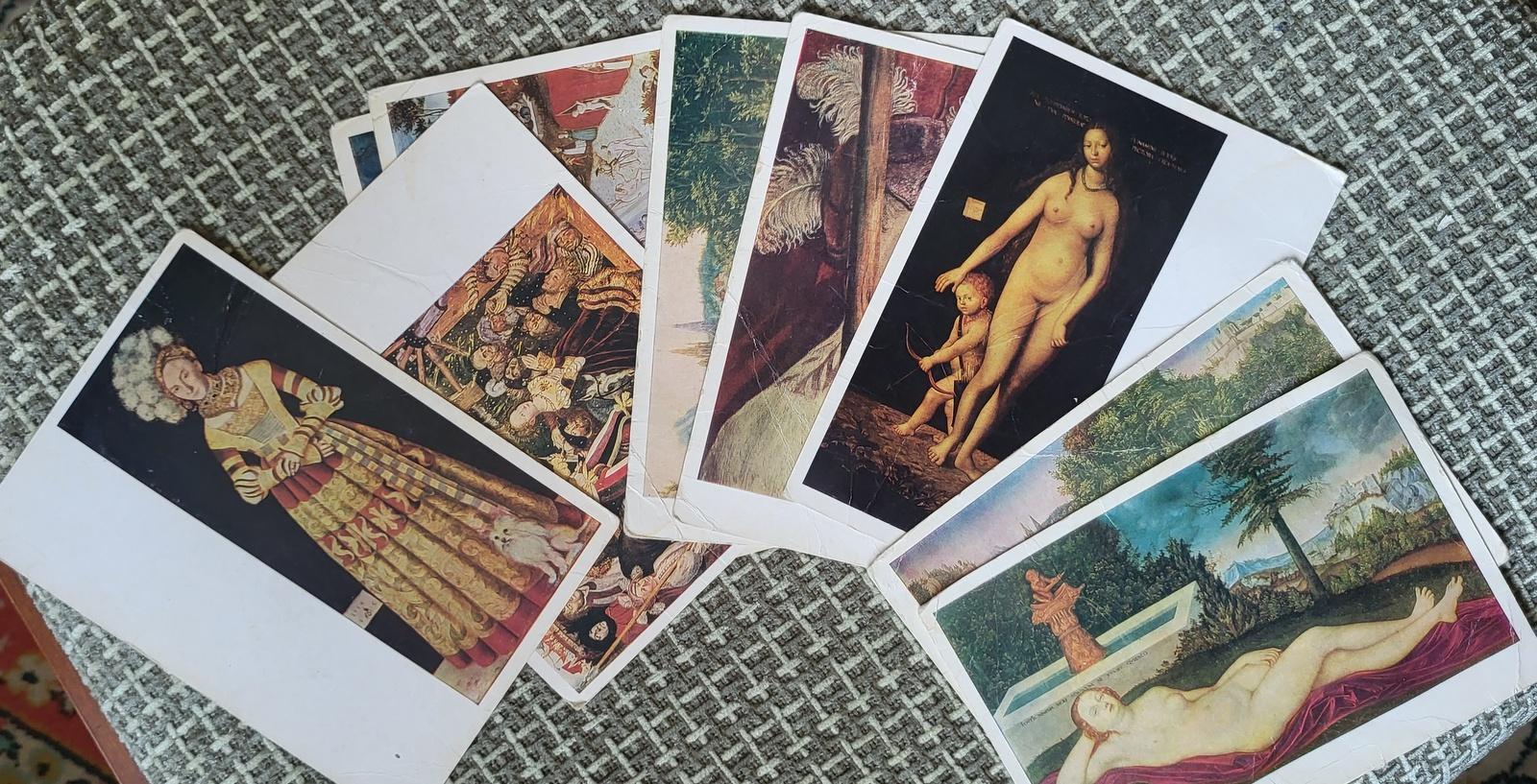 Late 20th Century Vintage USSR Postcards, 9 Unused Lucas Cranach Masterpieces 1J14