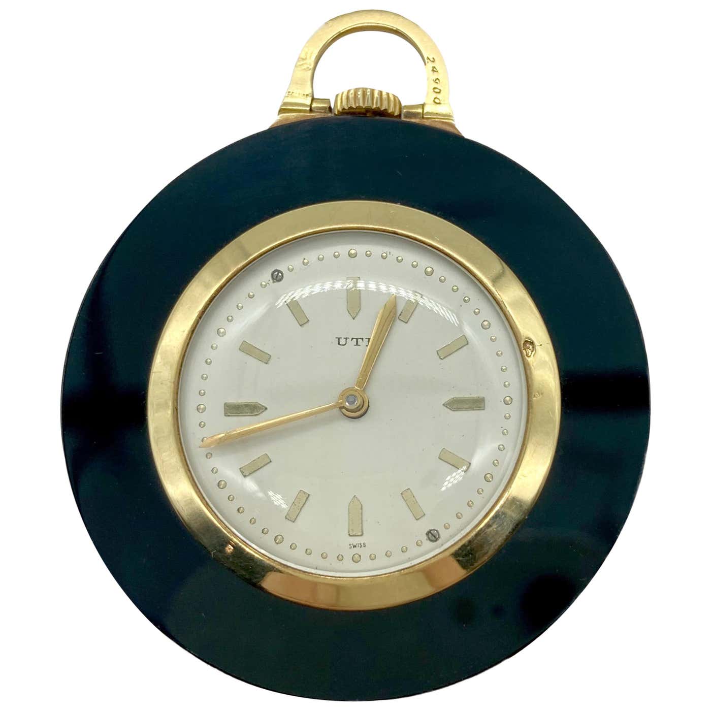 Vintage UTI Skeleton Pocket Watch with Onyx and Rubies