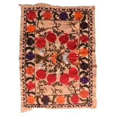 Vintage Uzbak Suzani Embroidery Rug 