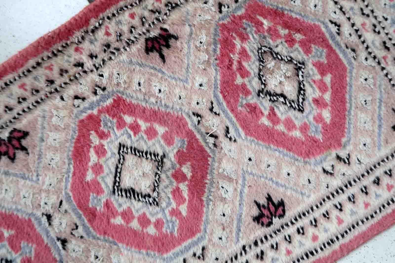 Wool Vintage Uzbek Bukhara Mat, 1970s, 1C873 For Sale