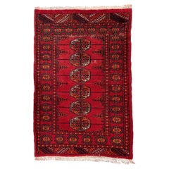 Vintage Uzbek Bukhara Wool Rug, Handmade, 1940s, 2.7 x 4 ft -1C1257