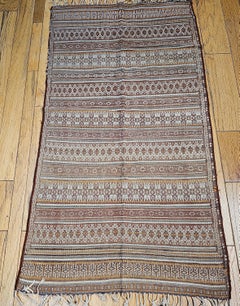 Vintage Uzbek Flat Woven Kilim in Brown, Gold, Ivory, Blue, Burgundy, Lavender