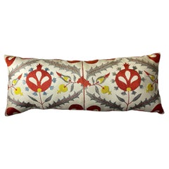 Vintage Uzbek Suzani Hand-Embroidered Pomegranate Pillow