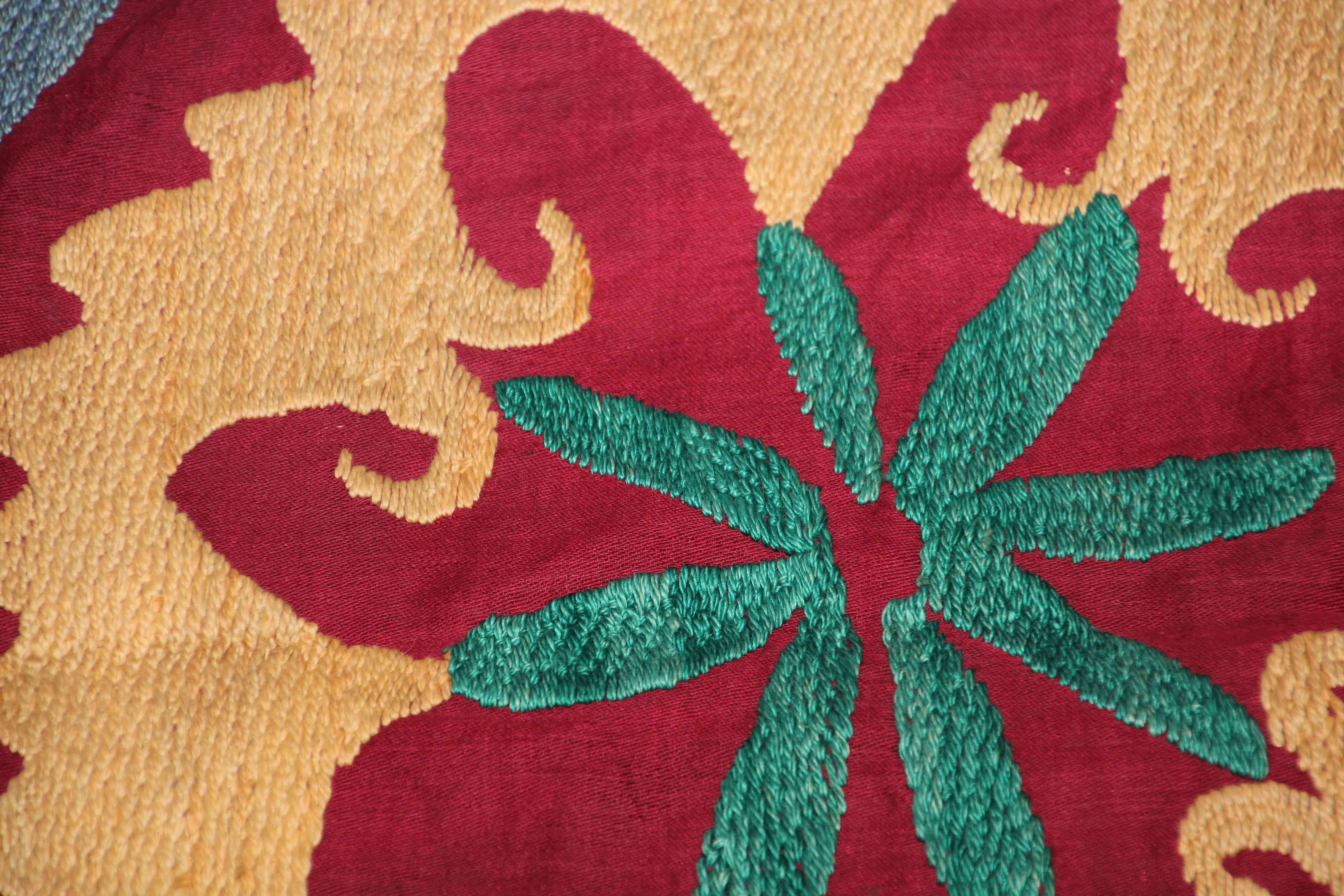 Vintage Uzbek Suzani Needlework Textile Blanket or Tapestry 15