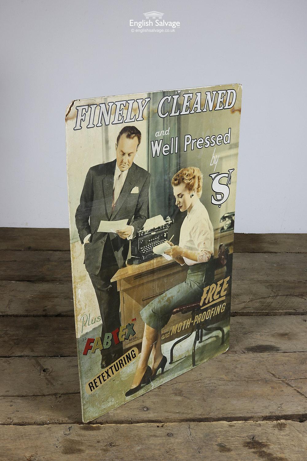 Vintage V S Fabtex Dry Cleaning Poster, 20th Century In Good Condition For Sale In London, GB
