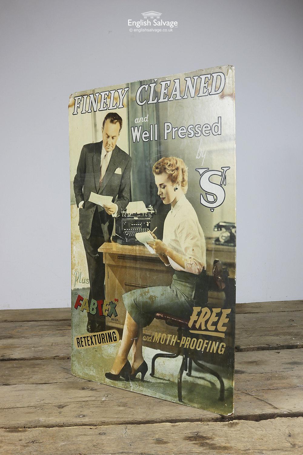Paper Vintage V S Fabtex Dry Cleaning Poster, 20th Century For Sale