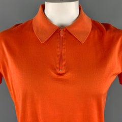 Vintage V2 by VERSACE Size L Orange Cotton Half Zip Polo