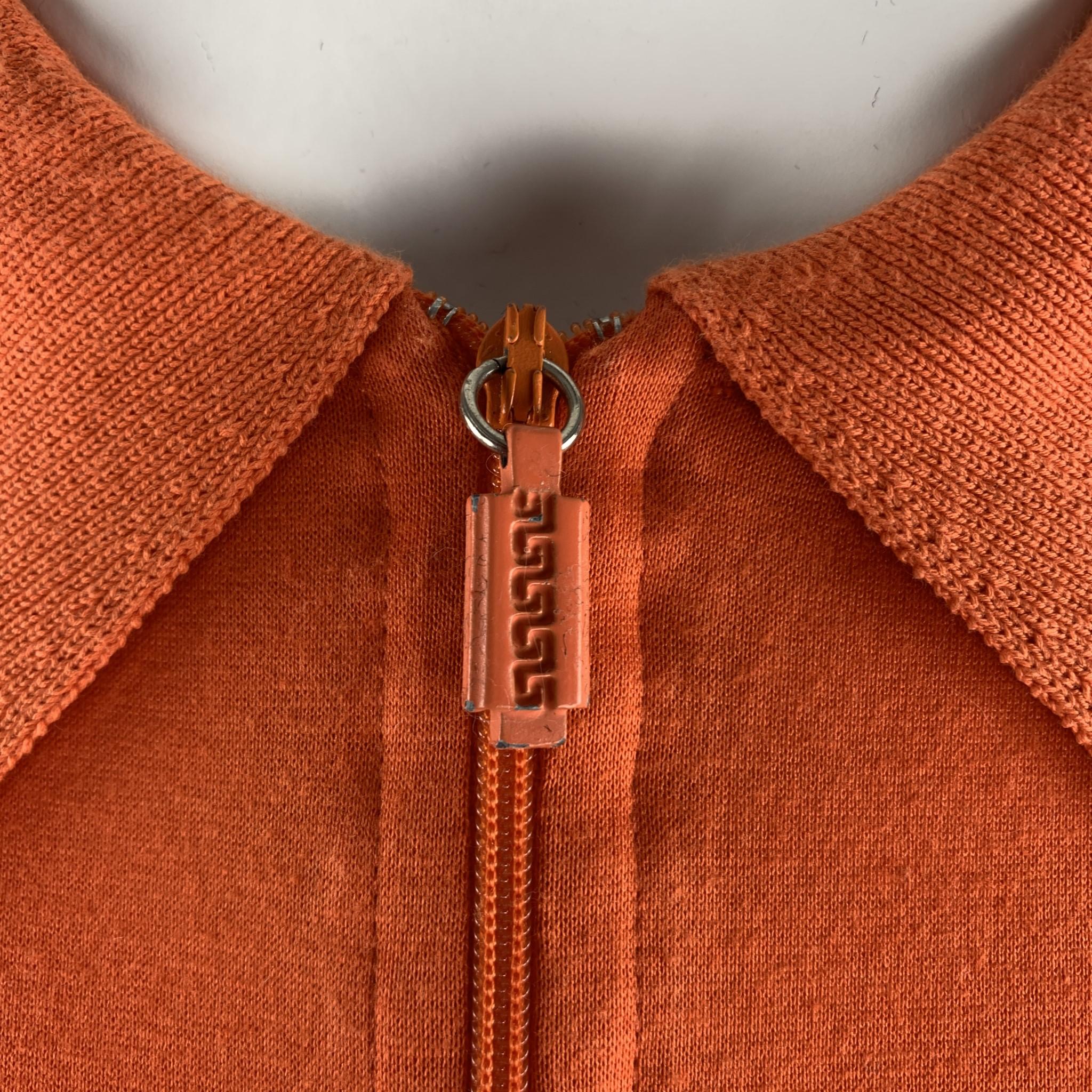 Red Vintage V2 by VERSACE Size L Orange Cotton Half Zip Polo