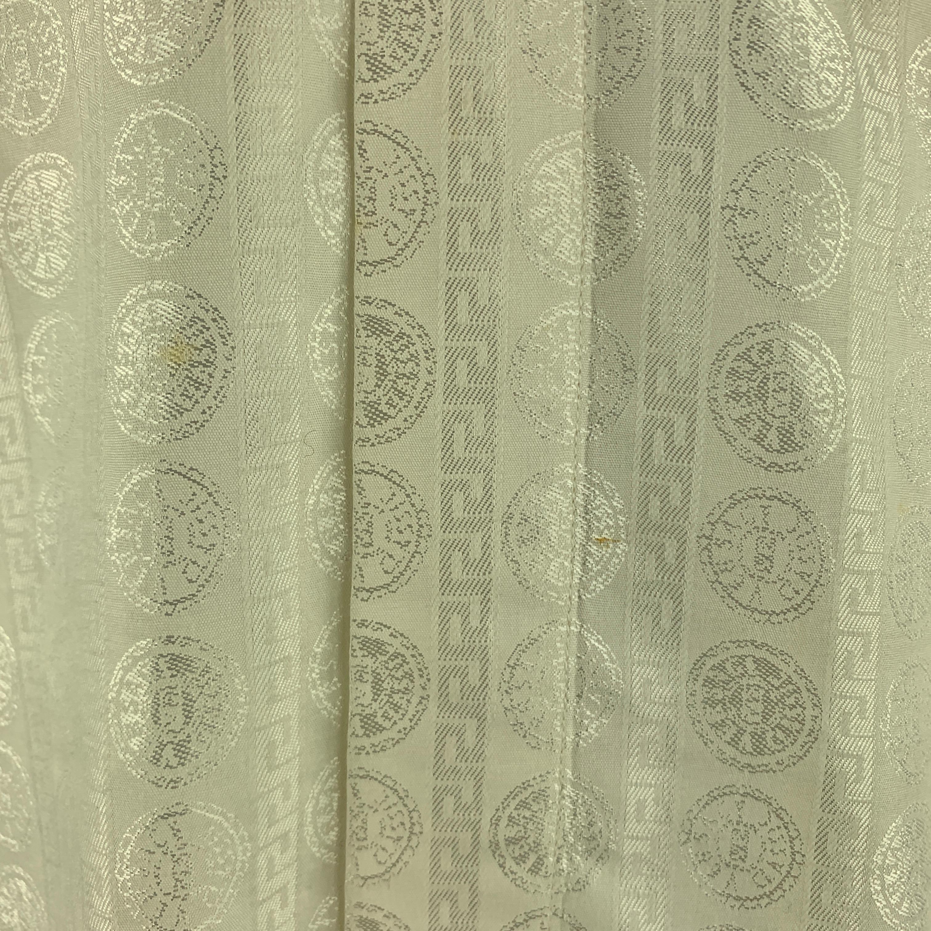 Beige Vintage V2 by VERSACE Size M Cream Textured Cotton / Viscose Long Sleeve Shirt