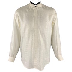 Vintage V2 by VERSACE Size M Cream Textured Cotton / Viscose Long Sleeve Shirt