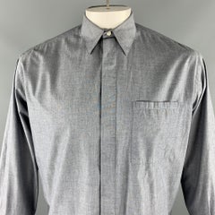 Vintage V2 by VERSACE Size M Gray Cotton Button Up Patch Pocket Shirt