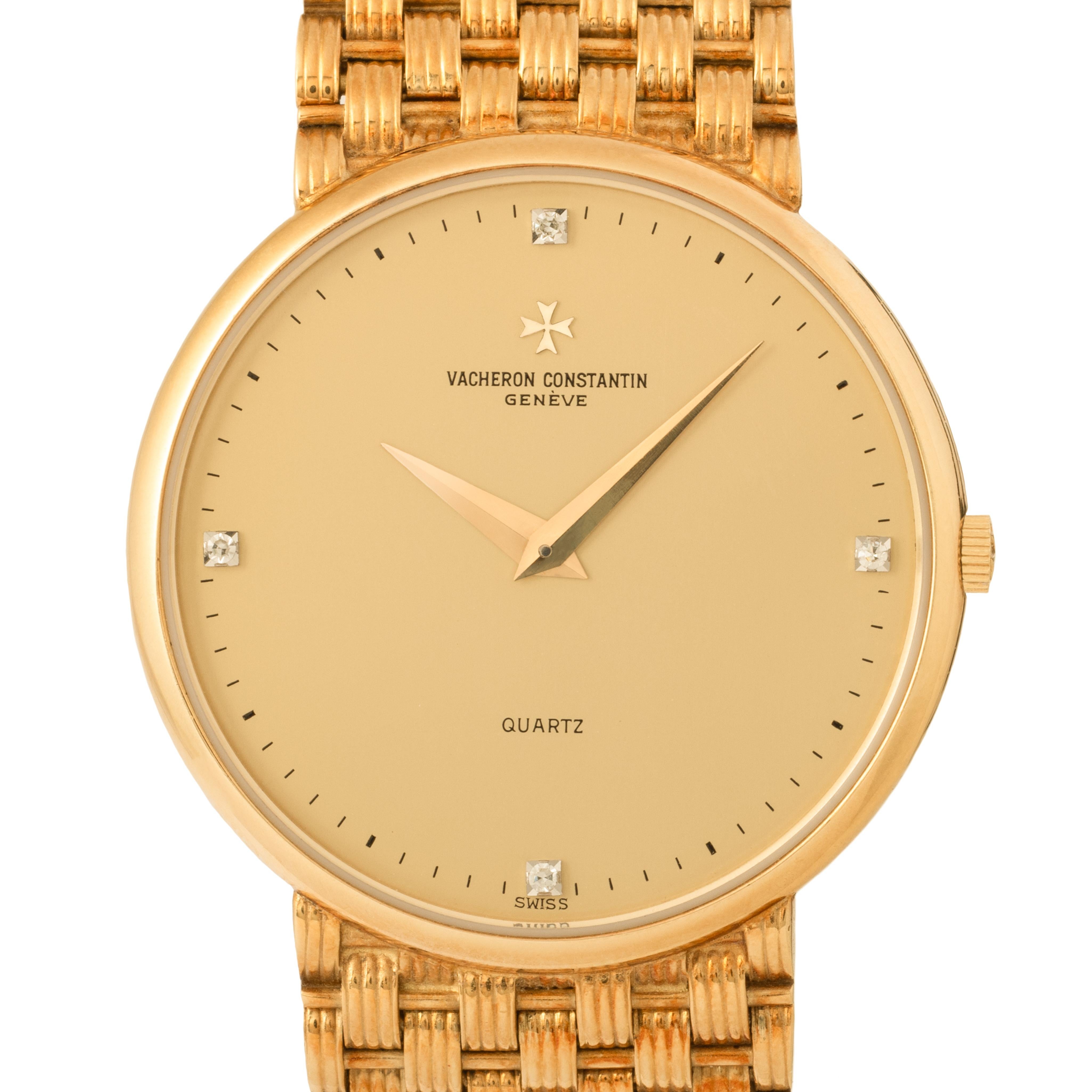 Vintage Vacheron Constantin 18 Karat Gelbgold 32mm Zifferblatt, Vintage (Brillantschliff) im Angebot