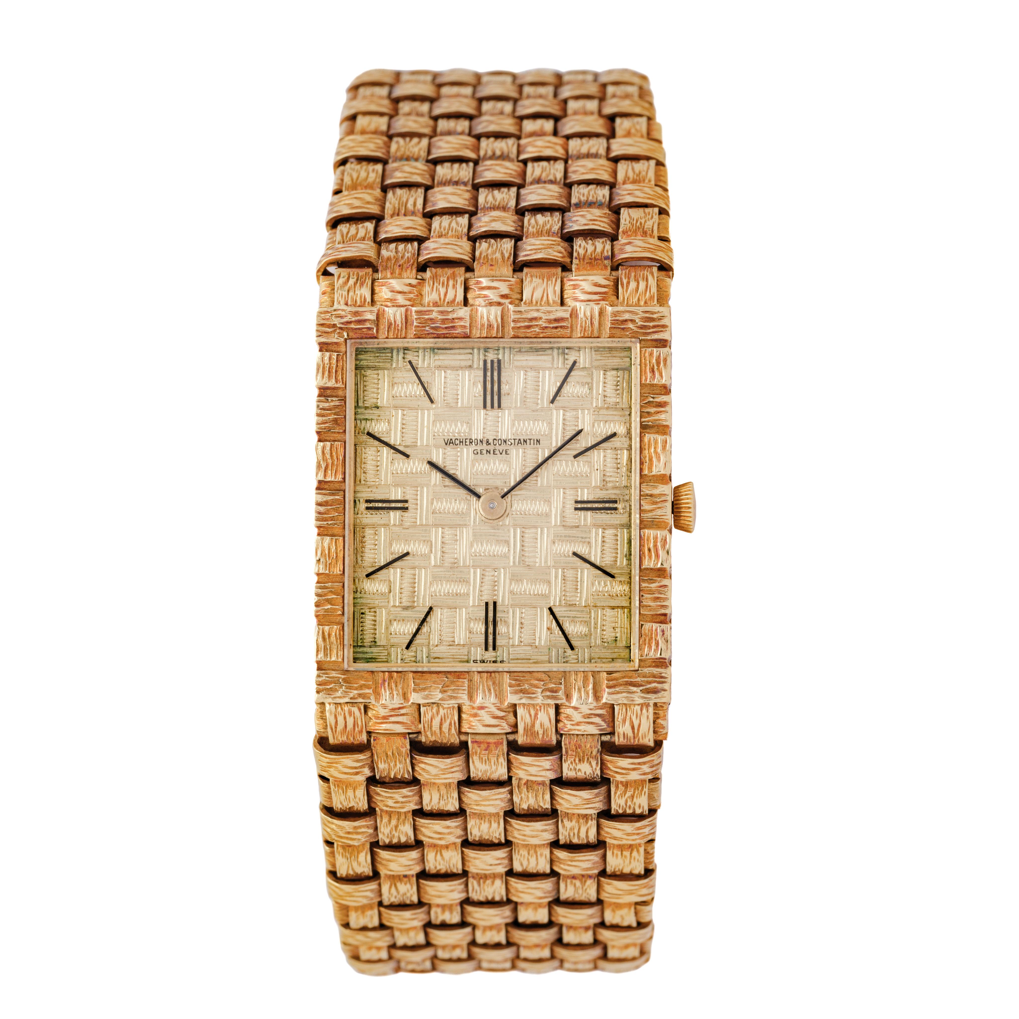 Modernista Vacheron Constantin d'epoca in oro giallo 18 carati Modello 33030 Mesh Doll Watch in vendita