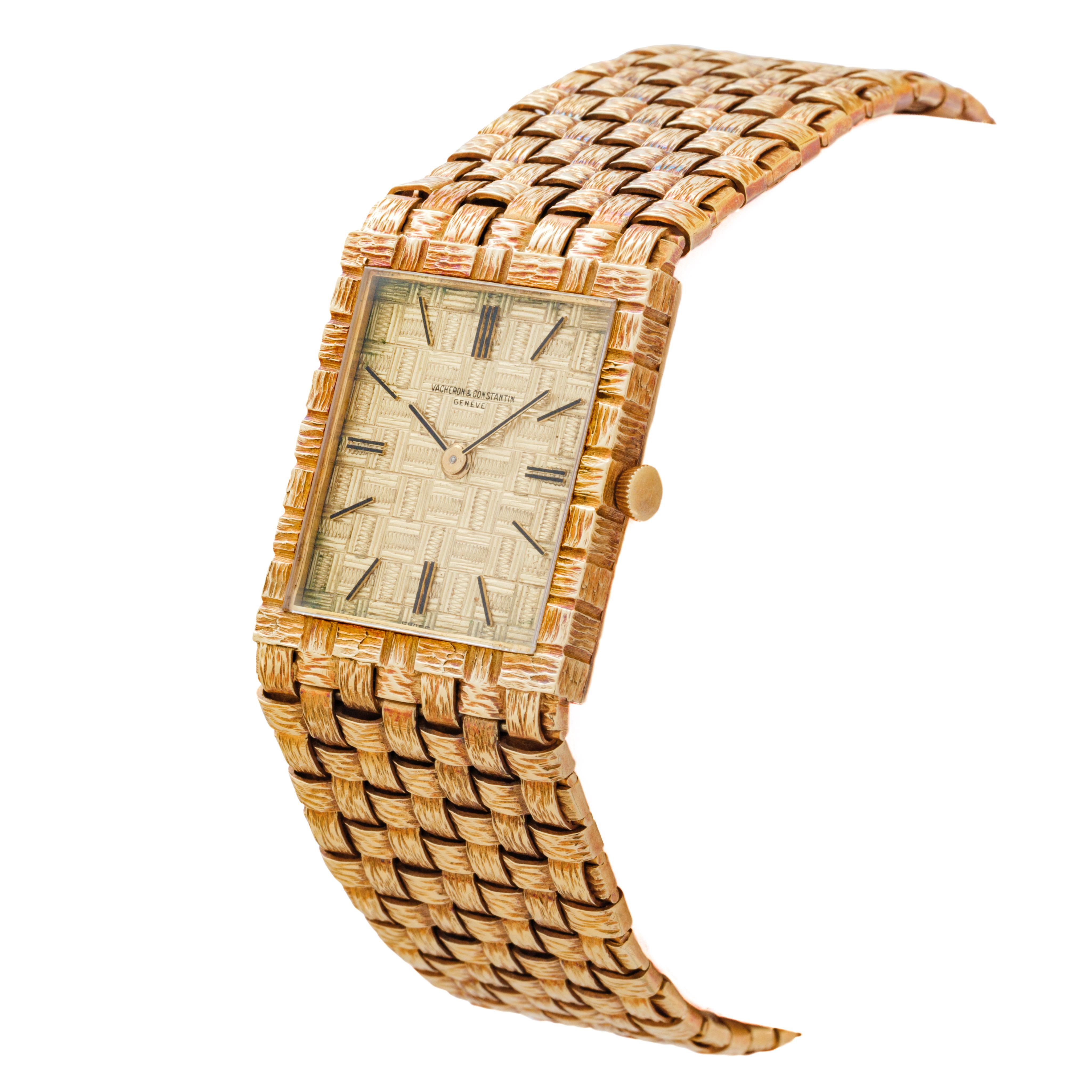 Uomo Vacheron Constantin d'epoca in oro giallo 18 carati Modello 33030 Mesh Doll Watch in vendita