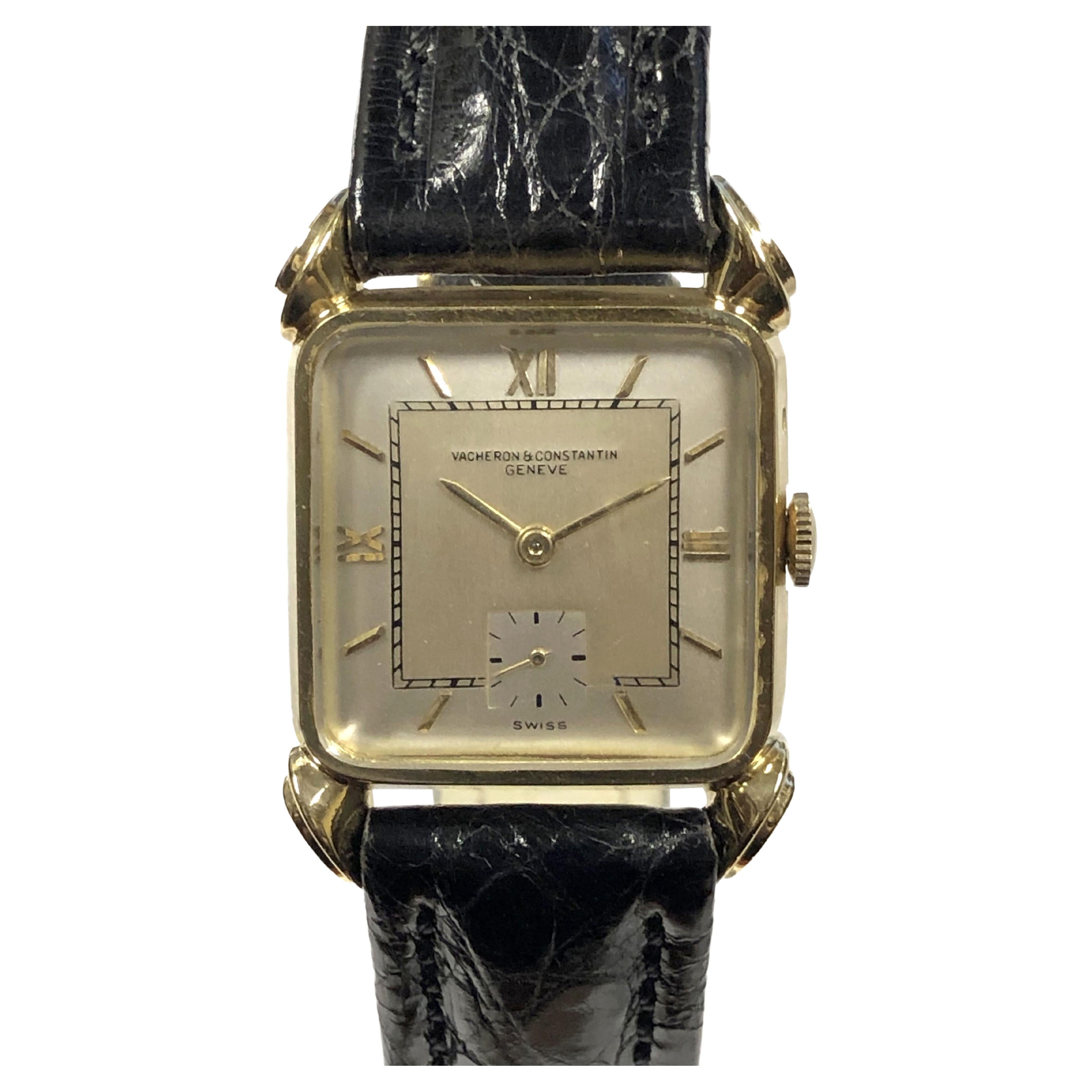 Vacheron and Constantin Rose Gold Square Wristwatch with Unusual Lugs ...