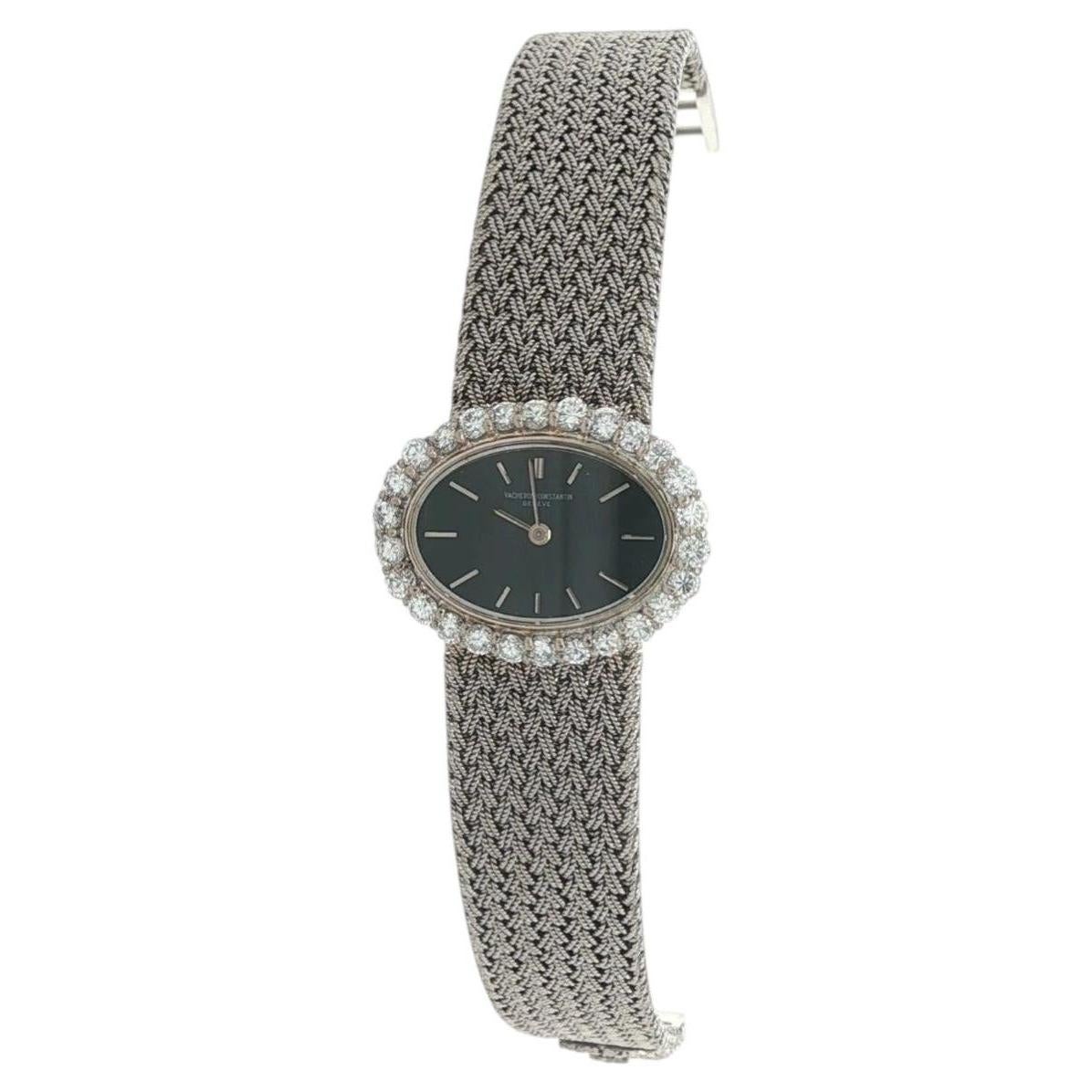 Pre-owned Vacheron Constantin Vintage  18k White Gold & Diamond Watch Braided Mesh Bracelet